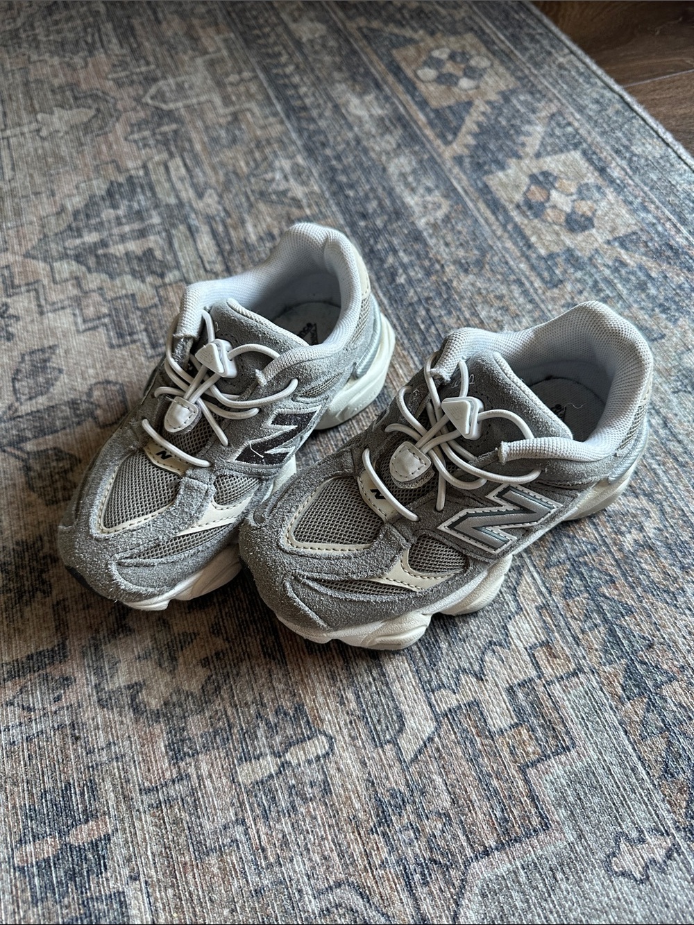 New Balance Kids' Light Gray and White Sneakers